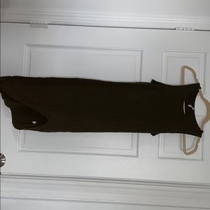 Olive green asymmetrical midi dress